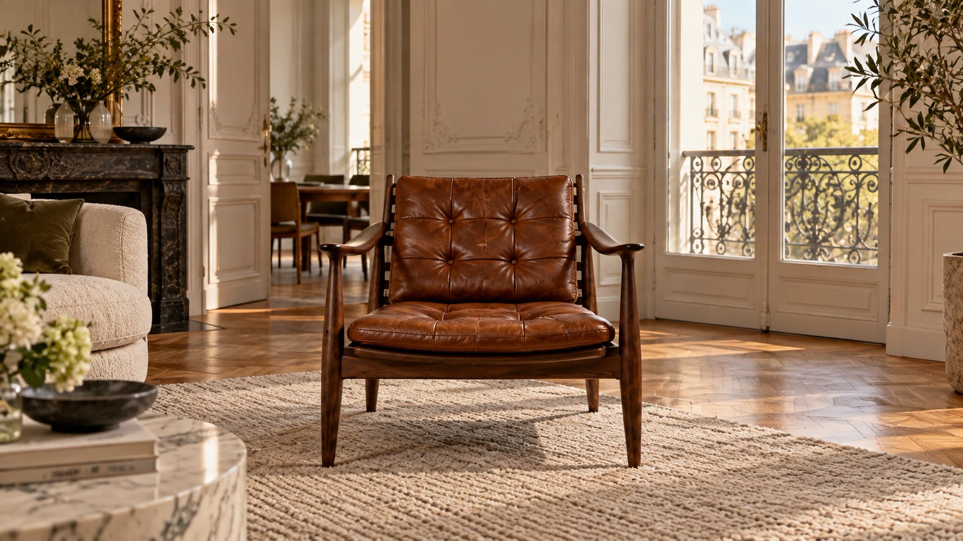 Akira armchair, front view, Paris apartment
